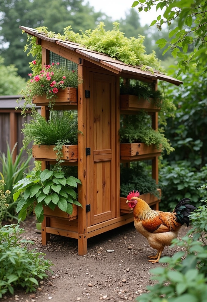 20 Captivating Chicken House Ideas for Your Backyard - 4. Vertical Garden Coop