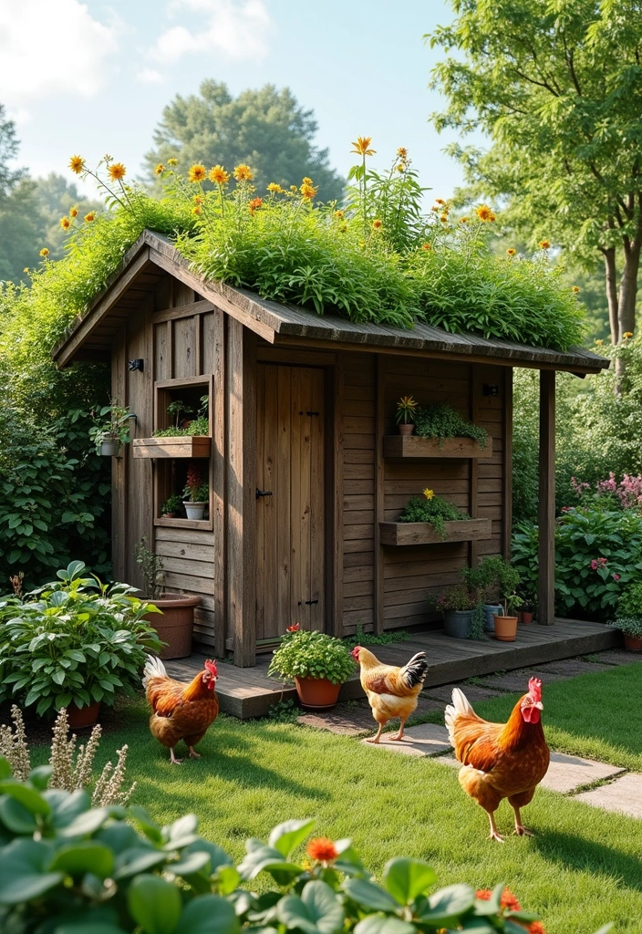 20 Captivating Chicken House Ideas for Your Backyard - 9. Chicken House with Green Roof