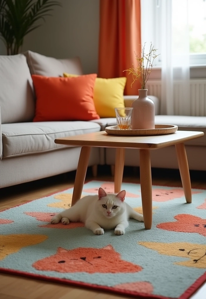 20 Cat Room Decor Ideas - 15. Cat-Themed Rugs