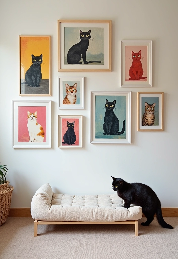 20 Cat Room Decor Ideas - 2. Cat Wall Art