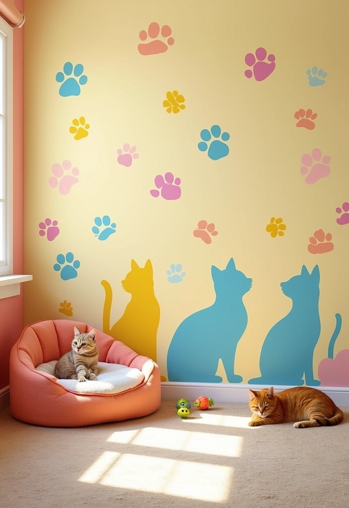 20 Cat Room Decor Ideas - 9. Cat-themed Wall Decals