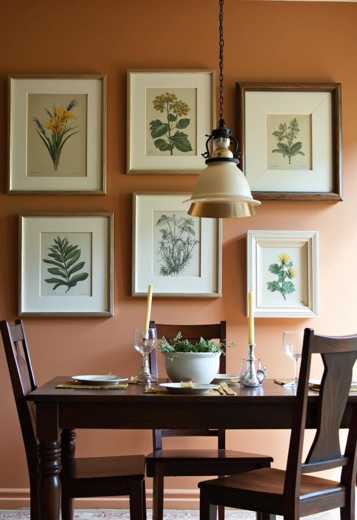 20 Cottagecore Dining Room Ideas - 11. Vintage-Inspired Art