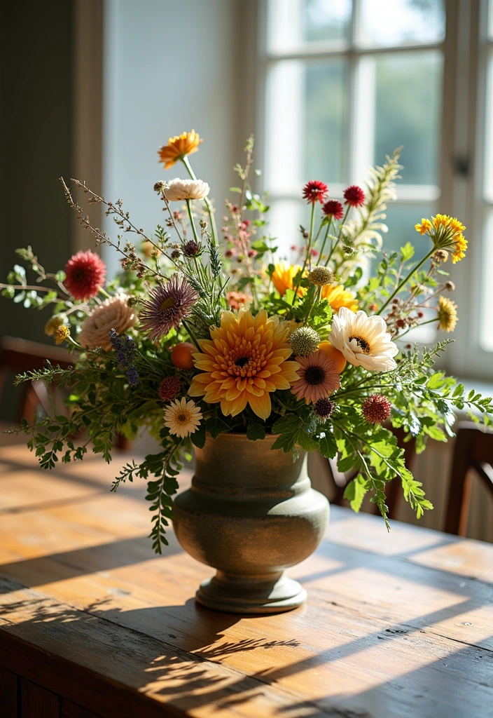 20 Cottagecore Dining Room Ideas - 3. Botanical Centerpieces