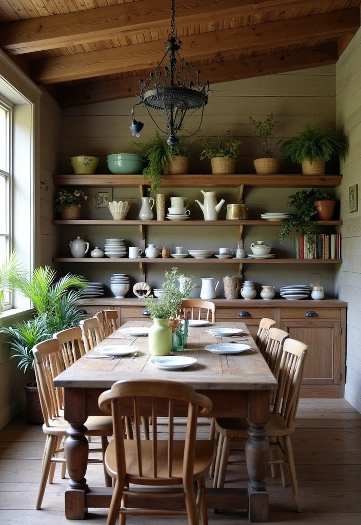 20 Cottagecore Dining Room Ideas - 9. Open Shelving