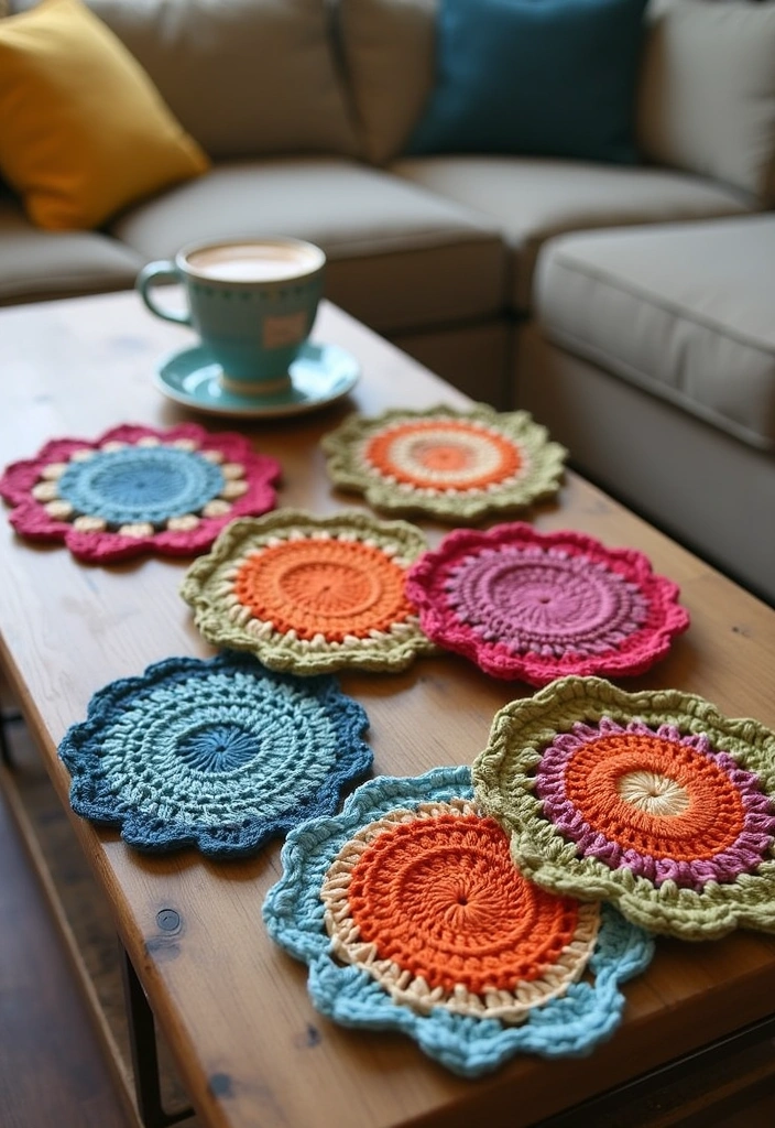 20 Crochet Room Decor Ideas - 11. Versatile Crochet Coasters