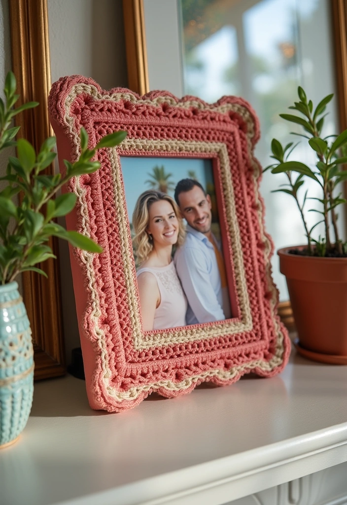 20 Crochet Room Decor Ideas - 14. Creative Crochet Picture Frames