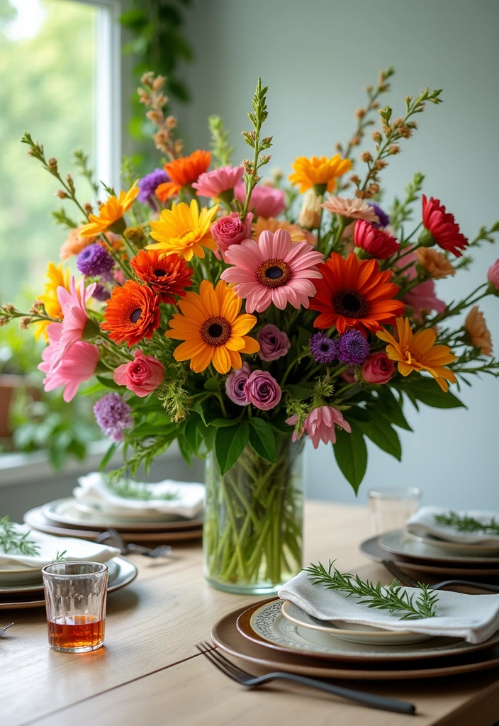 20 Dining Room Table Centerpieces Ideas - 1. Fresh Floral Arrangement