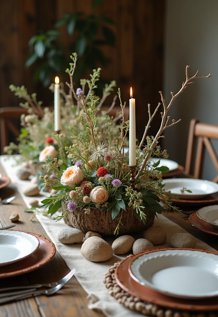 20 Dining Room Table Centerpieces Ideas - 10. Nature-Inspired Arrangements