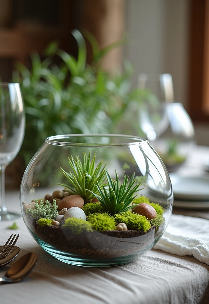 20 Dining Room Table Centerpieces Ideas - 11. Glass Terrarium