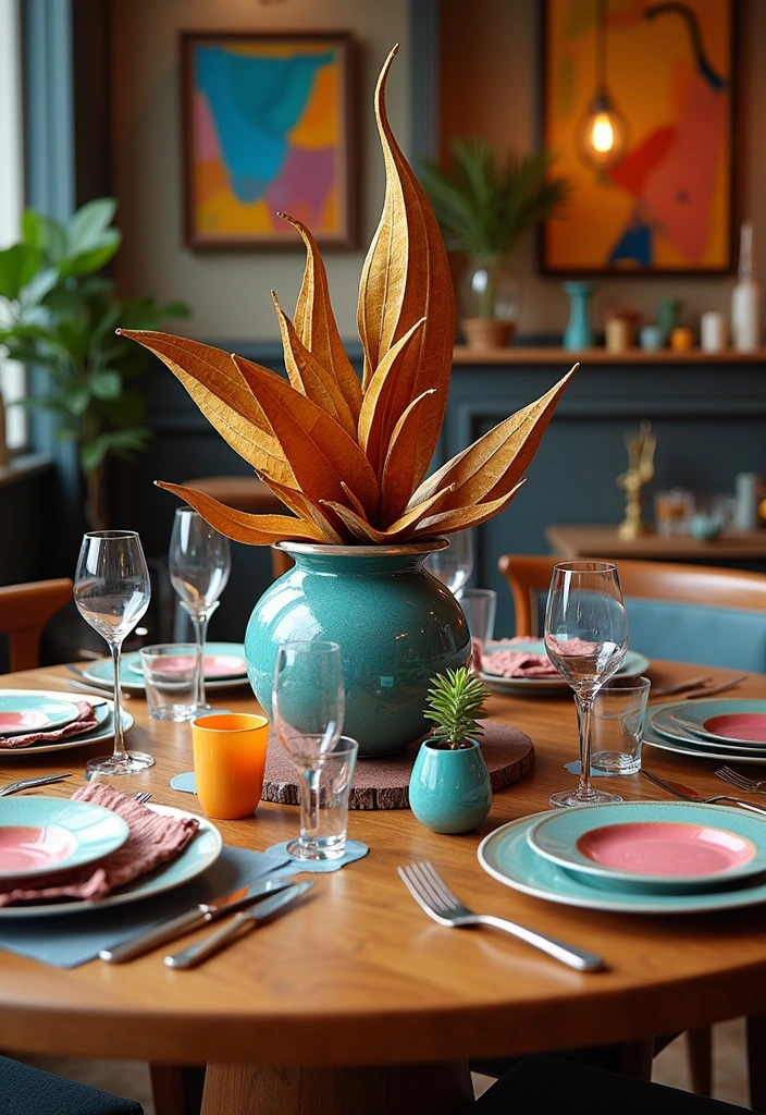 20 Dining Room Table Centerpieces Ideas - 12. Artistic Centerpieces