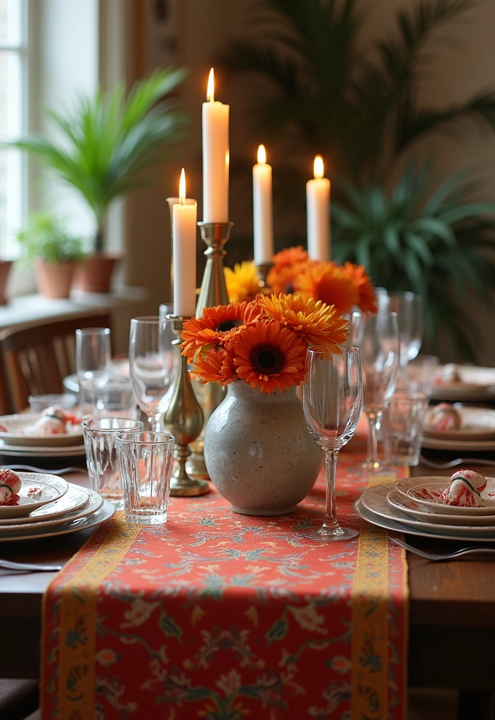 20 Dining Room Table Centerpieces Ideas - 13. Table Runner Centerpiece