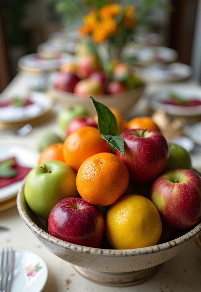 20 Dining Room Table Centerpieces Ideas - 8. Colorful Fruit Bowl