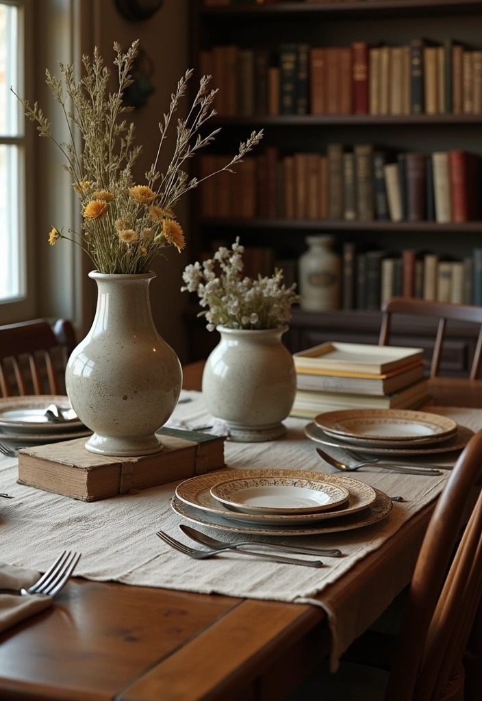 20 Dining Room Table Centerpieces Ideas - 9. Vintage Finds