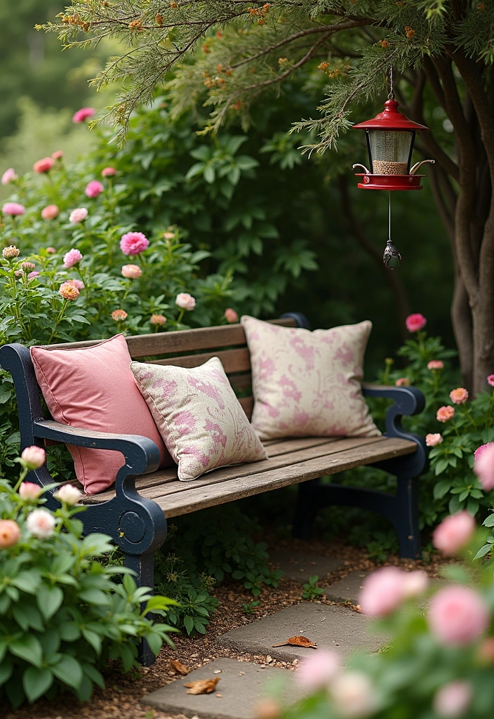 20 Simple Backyard Ideas to Transform Your Outdoor Space - 12. Garden Bench Retreat