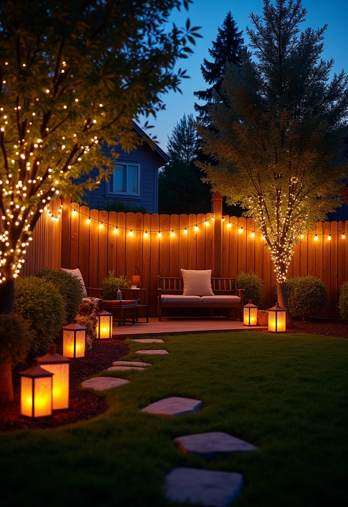 20 Simple Backyard Ideas to Transform Your Outdoor Space - 6. Decorative Outdoor Lighting