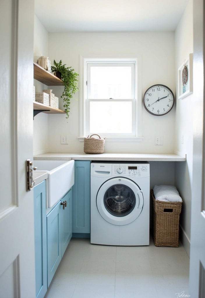 20 Small Laundry Room Design Ideas - 1. Bright and Airy Colors