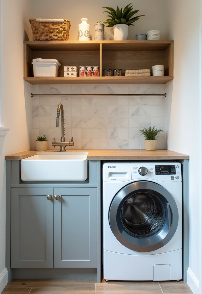 20 Small Laundry Room Design Ideas - 11. Incorporate a Sink