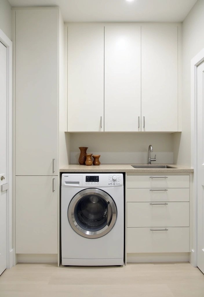 20 Small Laundry Room Design Ideas - 13. Minimalist Aesthetic