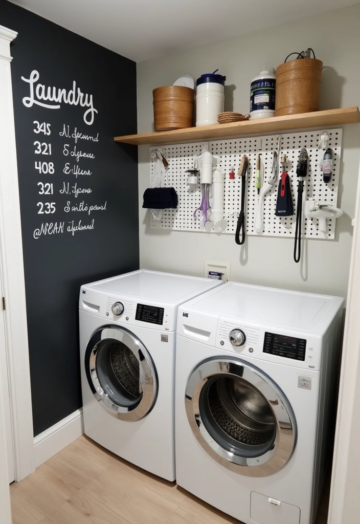 20 Small Laundry Room Design Ideas - 6. Functional Wall Decor