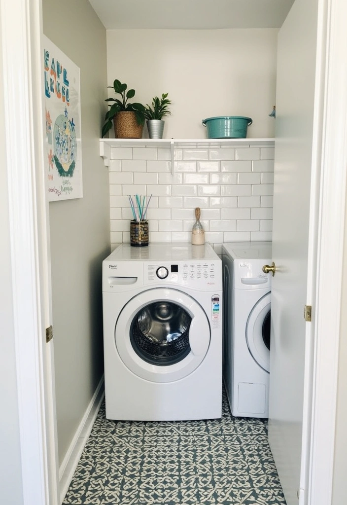 20 Small Laundry Room Design Ideas - 9. Chic Tile Designs