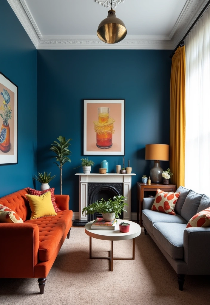 20 Small Space Living Room Ideas - 6. Bold Accent Walls