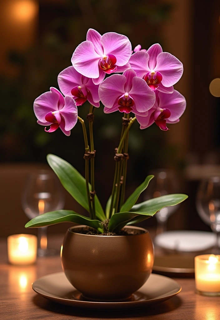 20 Spring Centerpiece Ideas to Brighten Your Home Decor - 12. Elegant Orchid Display