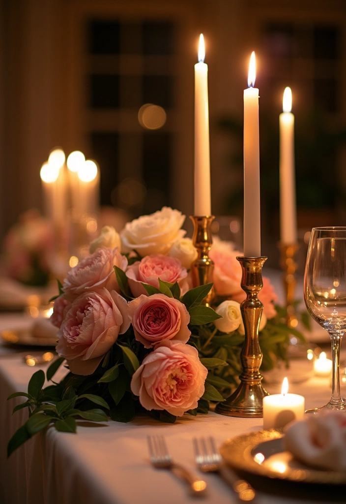 20 Spring Centerpiece Ideas to Brighten Your Home Decor - 9. Elegant Candlelit Arrangement