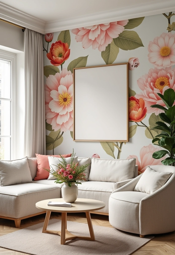 20 Stunning Wallpaper Living Room Ideas to Elevate Your Home Decor - 1. Bold Floral Patterns