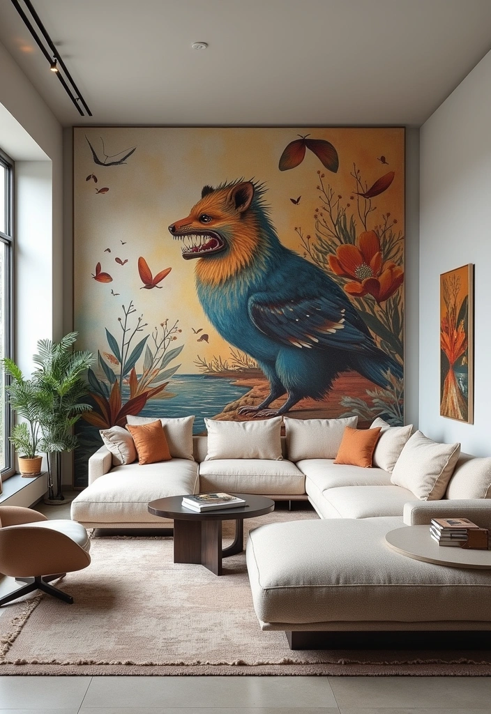 20 Stunning Wallpaper Living Room Ideas to Elevate Your Home Decor - 11. Artistic Murals