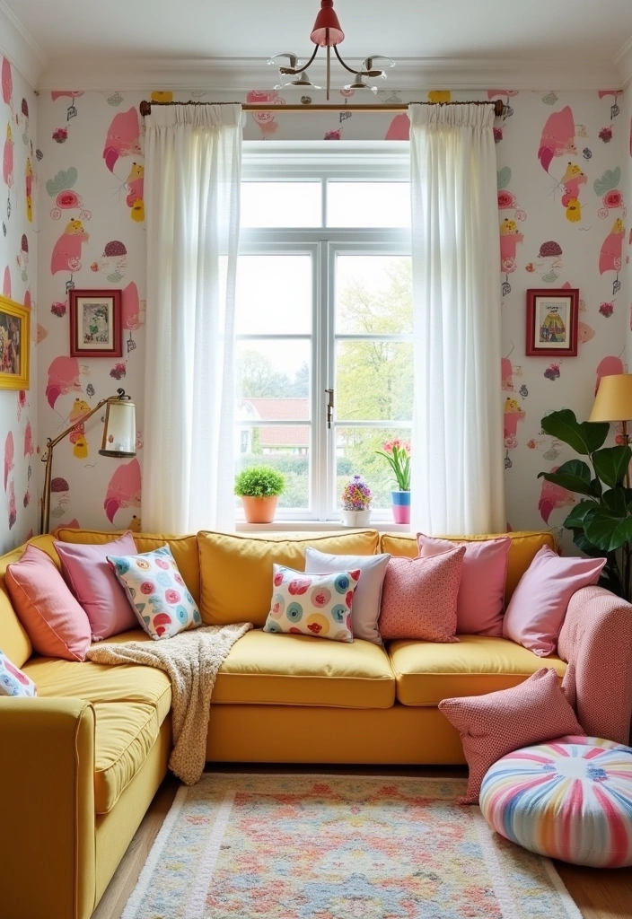 20 Stunning Wallpaper Living Room Ideas to Elevate Your Home Decor - 8. Playful Kids’ Themes