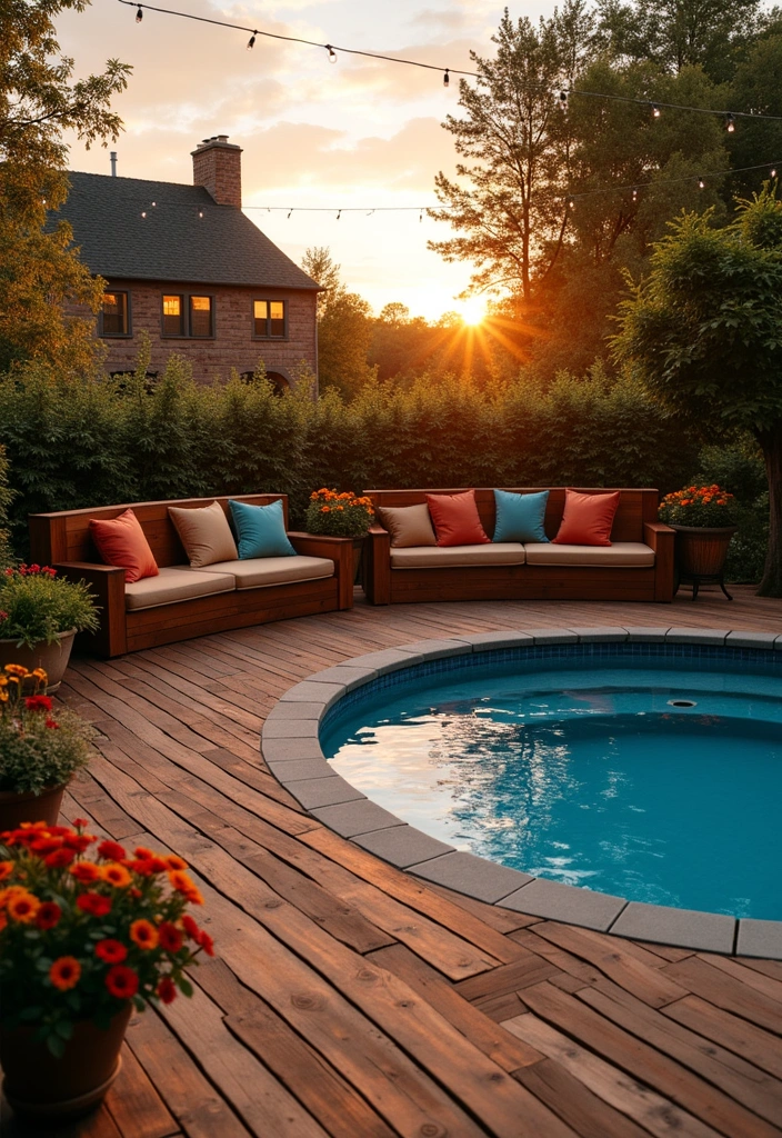 21 Above Ground Pool Deck Ideas for Stunning Outdoor Living - 1. Rustic Wooden Deck