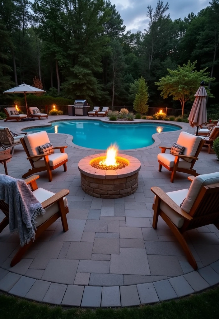 21 Above Ground Pool Deck Ideas for Stunning Outdoor Living - 13. Fire Pit Gathering Spot