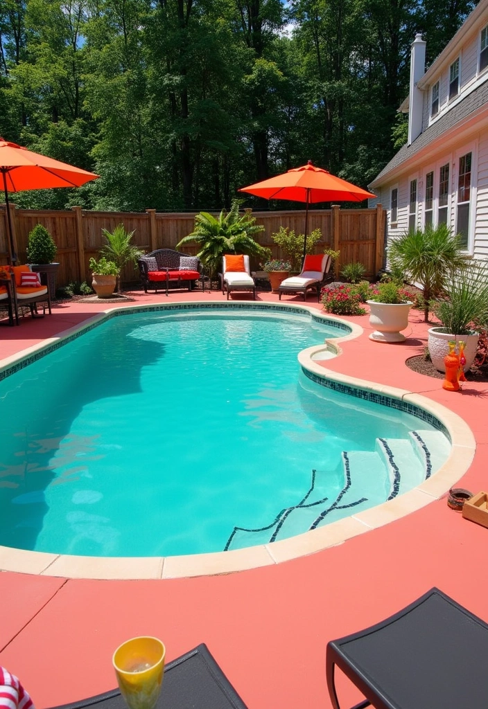 21 Above Ground Pool Deck Ideas for Stunning Outdoor Living - 14. Color-Blocked Decking