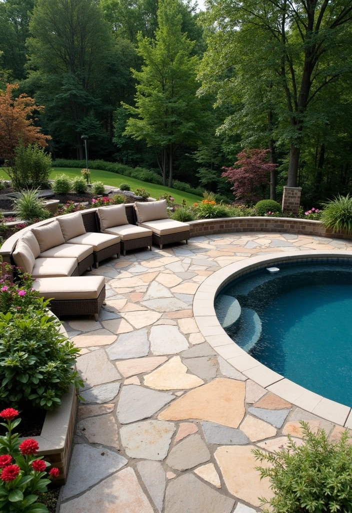 21 Above Ground Pool Deck Ideas for Stunning Outdoor Living - 4. Elegant Stone Paver Deck