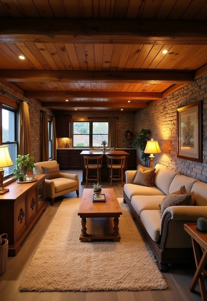 21 Basement Ceiling Ideas Inexpensive - 2. Faux Wood Beams