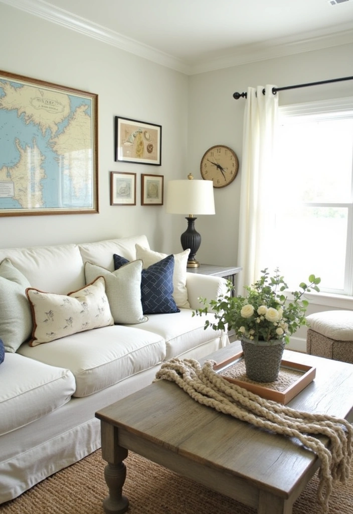 21 Coastal Living Room Ideas to Transform Your Space - 2. Nautical Accessories