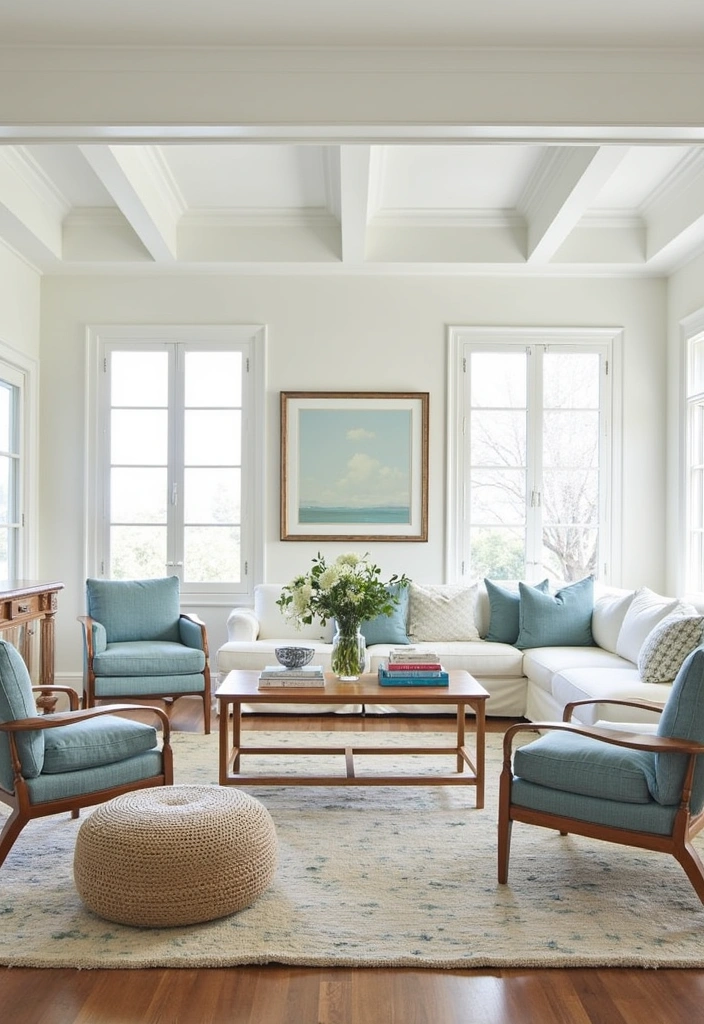 21 Coastal Living Room Ideas to Transform Your Space - 21. Flexible Seating Arrangements