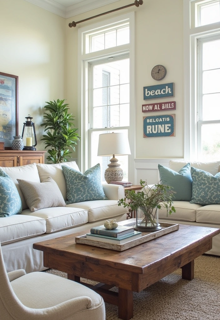 21 Coastal Living Room Ideas to Transform Your Space - 8. Vintage Finds