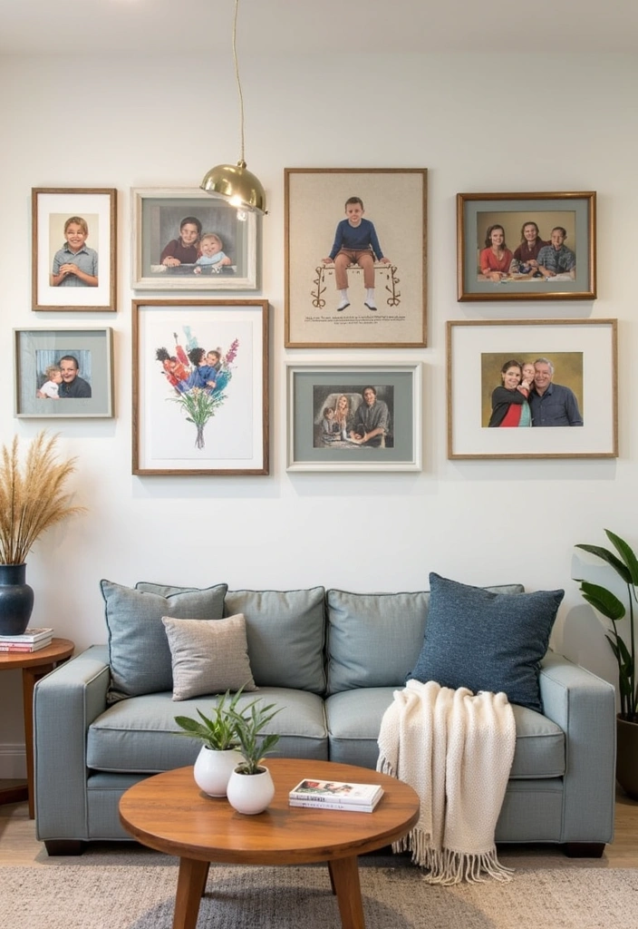 21 Cozy Basement Family Room Ideas - 8. Personalized Wall Art