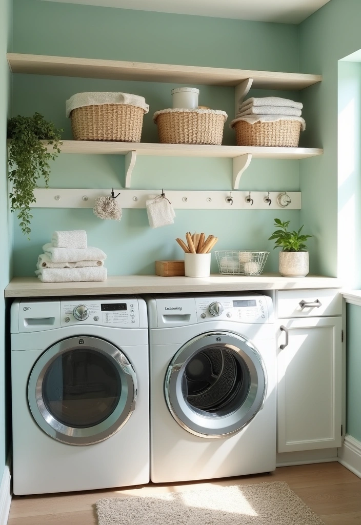 21 Creative Laundry Room Wall Ideas to Elevate Your Space - 14. Coordinated Color Scheme