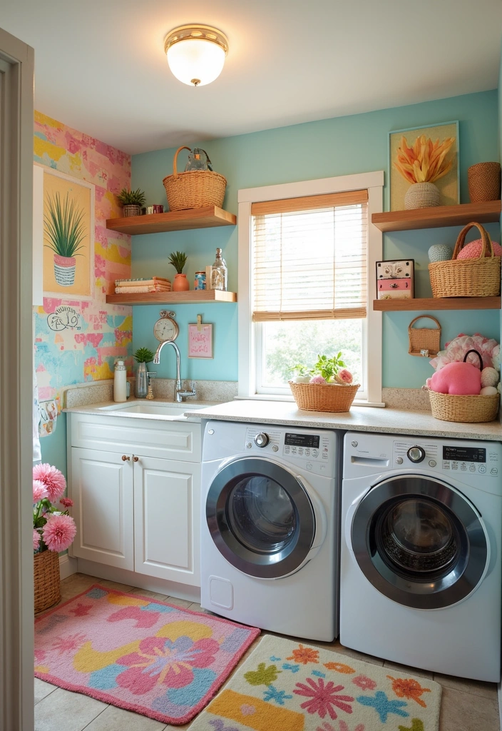 21 Creative Laundry Room Wall Ideas to Elevate Your Space - 16. Whimsical Laundry Room Theme