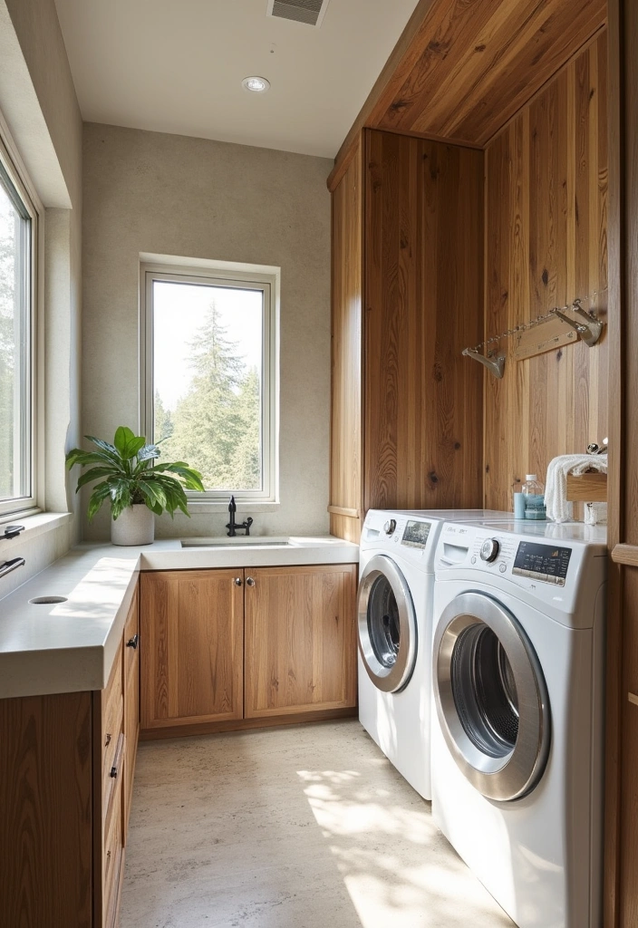 21 Creative Laundry Room Wall Ideas to Elevate Your Space - 19. Eco-Friendly Wall Treatments