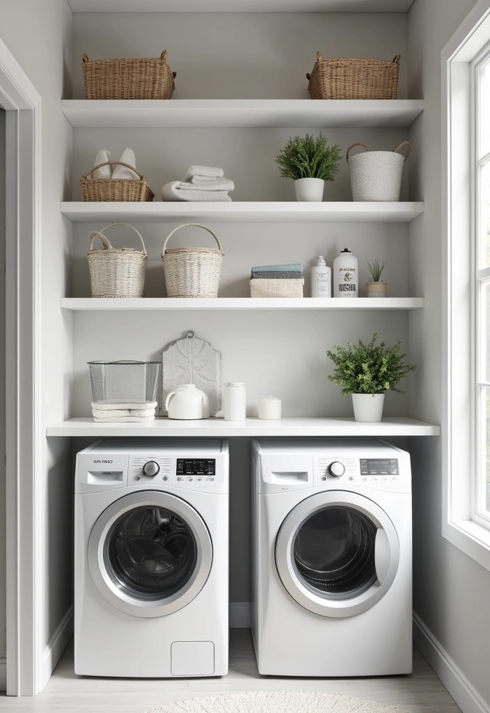 21 Creative Laundry Room Wall Ideas to Elevate Your Space - 4. Floating Shelves for Storage