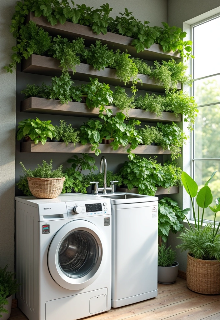 21 Creative Laundry Room Wall Ideas to Elevate Your Space - 9. Vertical Garden Wall