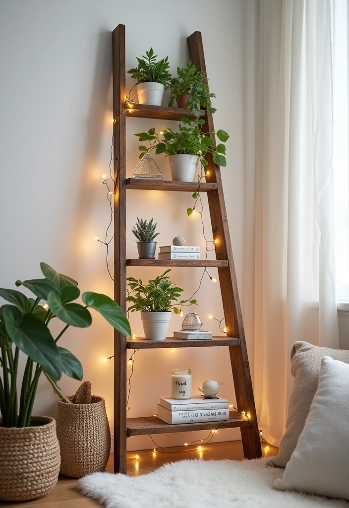 21 Farm Stand Ideas for Your Home Decor - 12. Vintage Ladder Display