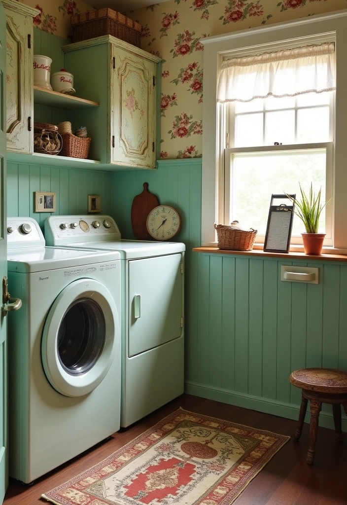 21 Laundry Room Inspiration Ideas - 2. Vintage Charm