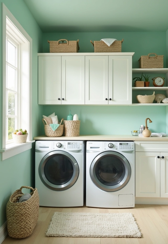 21 Laundry Room Paint Ideas to Transform Your Space - 1. Soft Seafoam Green