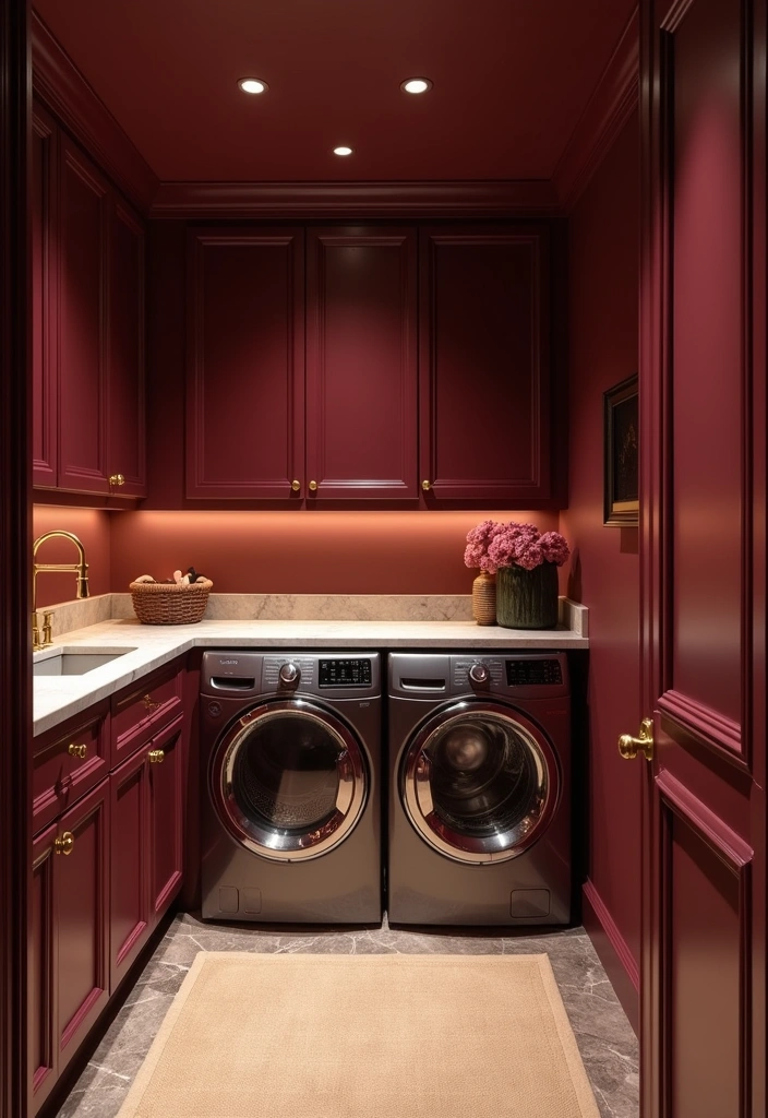 21 Laundry Room Paint Ideas to Transform Your Space - 11. Rich Burgundy