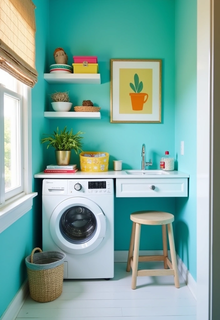 21 Laundry Room Paint Ideas to Transform Your Space - 12. Playful Turquoise