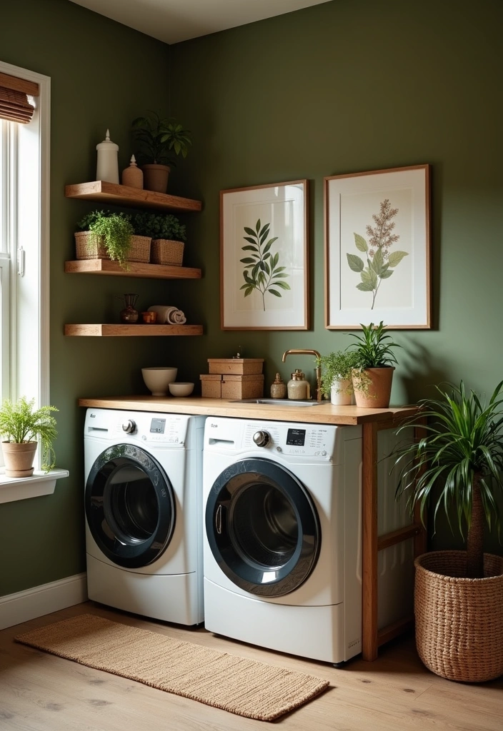 21 Laundry Room Paint Ideas to Transform Your Space - 13. Earthy Olive Green